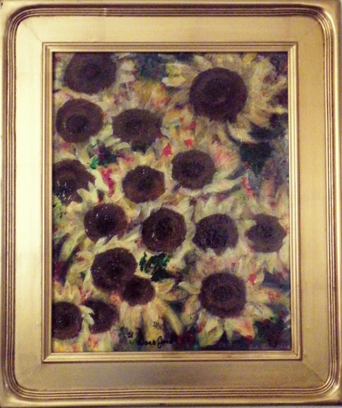 Sunflower Abstract 16X20 Mixed Media Lg Frame